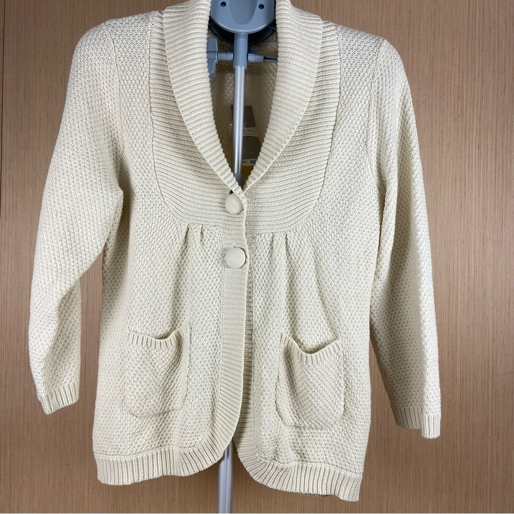 Charter Club Cream Knit Cardigan Sweater L NWT